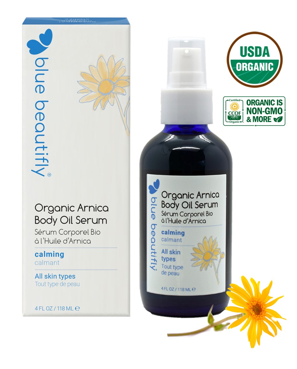 Organic Arnica Body Oil Serum Blue Beautifly 0103